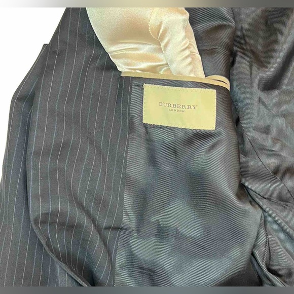 BURBERRY LONDON 100% WOOL Navy Blue Striped Suit Blazer MDL LBS41 Size 42 REG - Picture 6 of 14